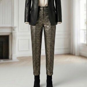 The Kooples Embroidered Black and Gold Pants - size 38 - NWOT